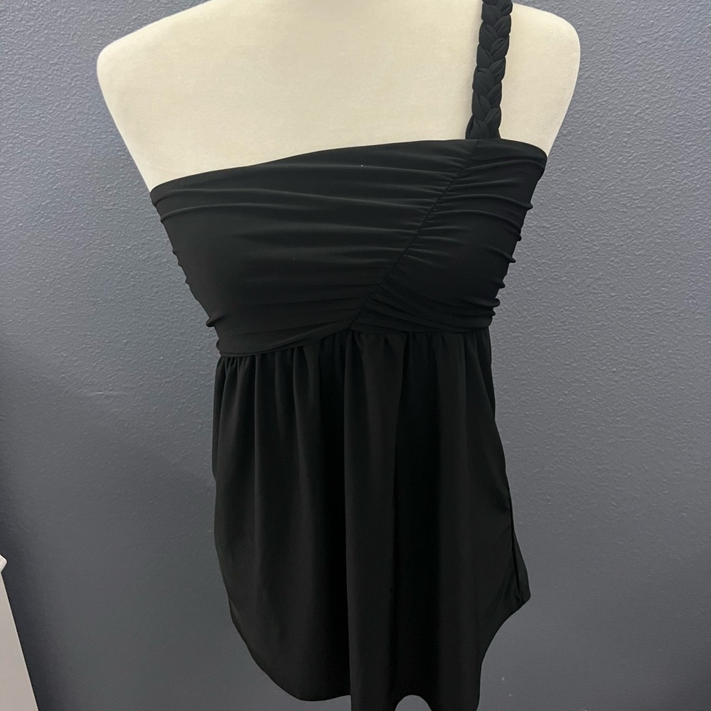 Wet Seal Black Braided One Strap Tank Sz Lg